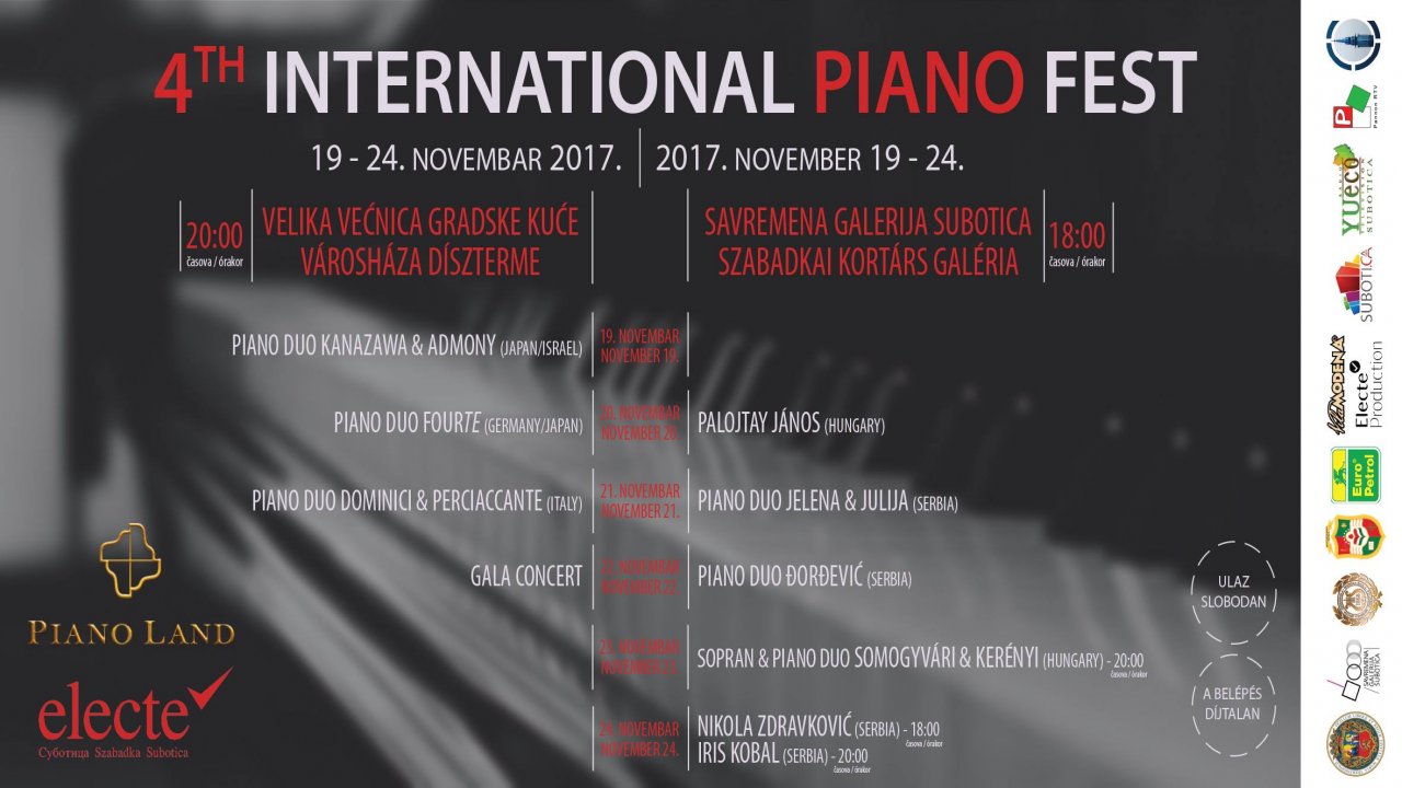 Четврти Интернационални пиано фест од 19. до 24. новембра